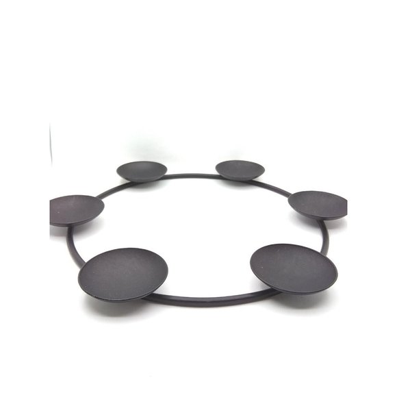 Vtg MCM Danish black Metal Set 3 Round Graduated sizes Circular Candle Holders - Picture 3 of 12